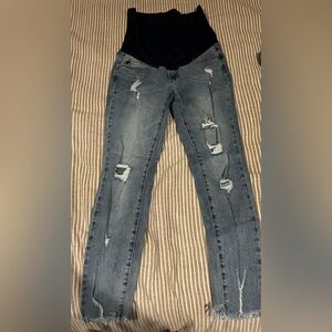 Pink blush maternity jeans